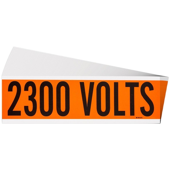 2300 Volts Conduit and Voltage Lbls 2.25 in H x 9 in W BK on OR 25/PK